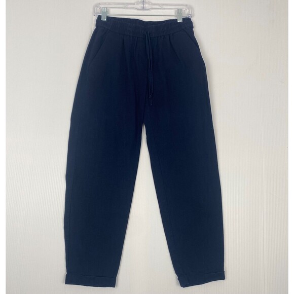 J.Crew Linen-Cotton Blend Navy Blue Drawstring Casual Pull On Pants Size 2 - Picture 2 of 16